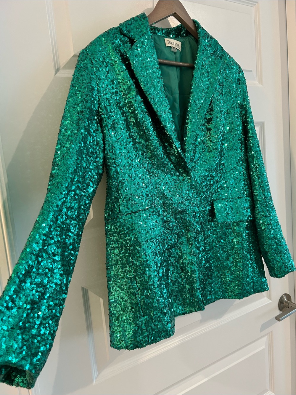 Peach Love Emerald Sequin Blazer Size M - Picture 5 of 13